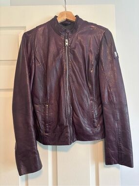 Women's Leather Jacket in Deep Plum